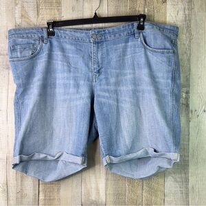 Old Navy Plus Size 24 Distressed Rolled Cuff Blue Denim Shorts w/5 Pocke…